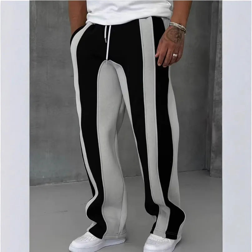 Straight sports pants loose fit polyester joggers black or grey digital printing autumn casual wear