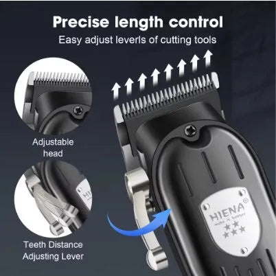 Black USB rechargeable hair clipper and foil shaver set with LCD display for men's grooming