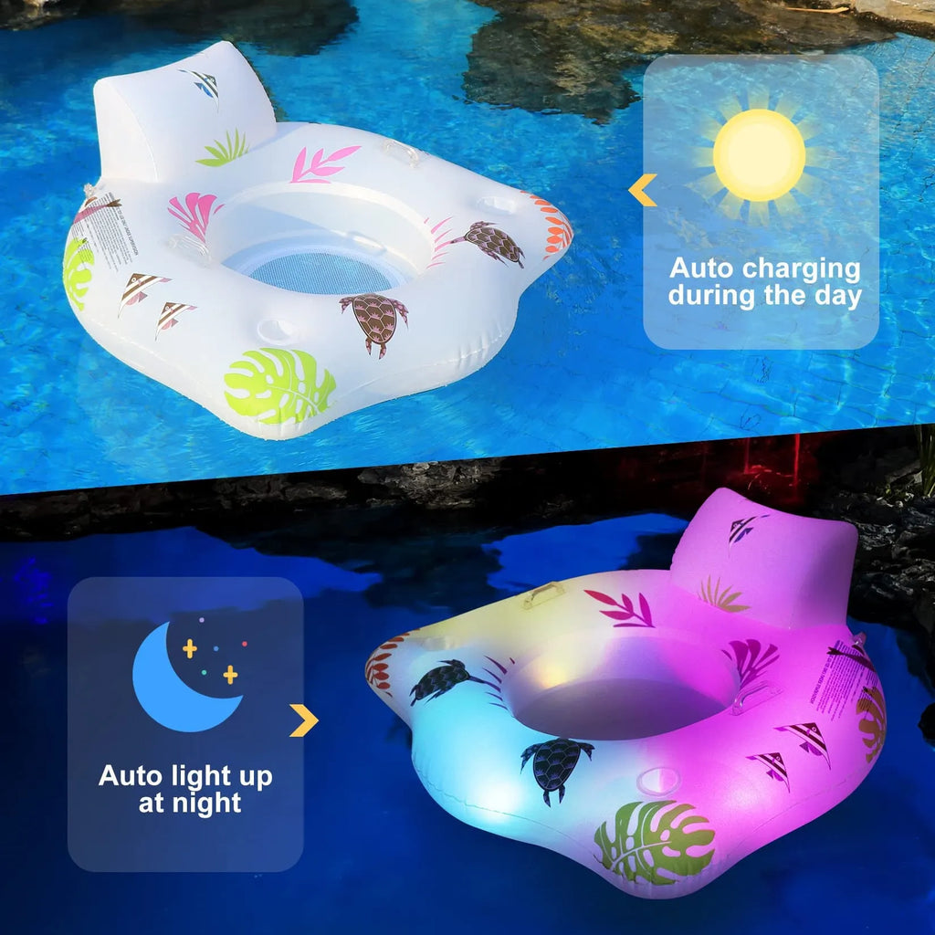 White U-shaped luminous inflatable float on water.