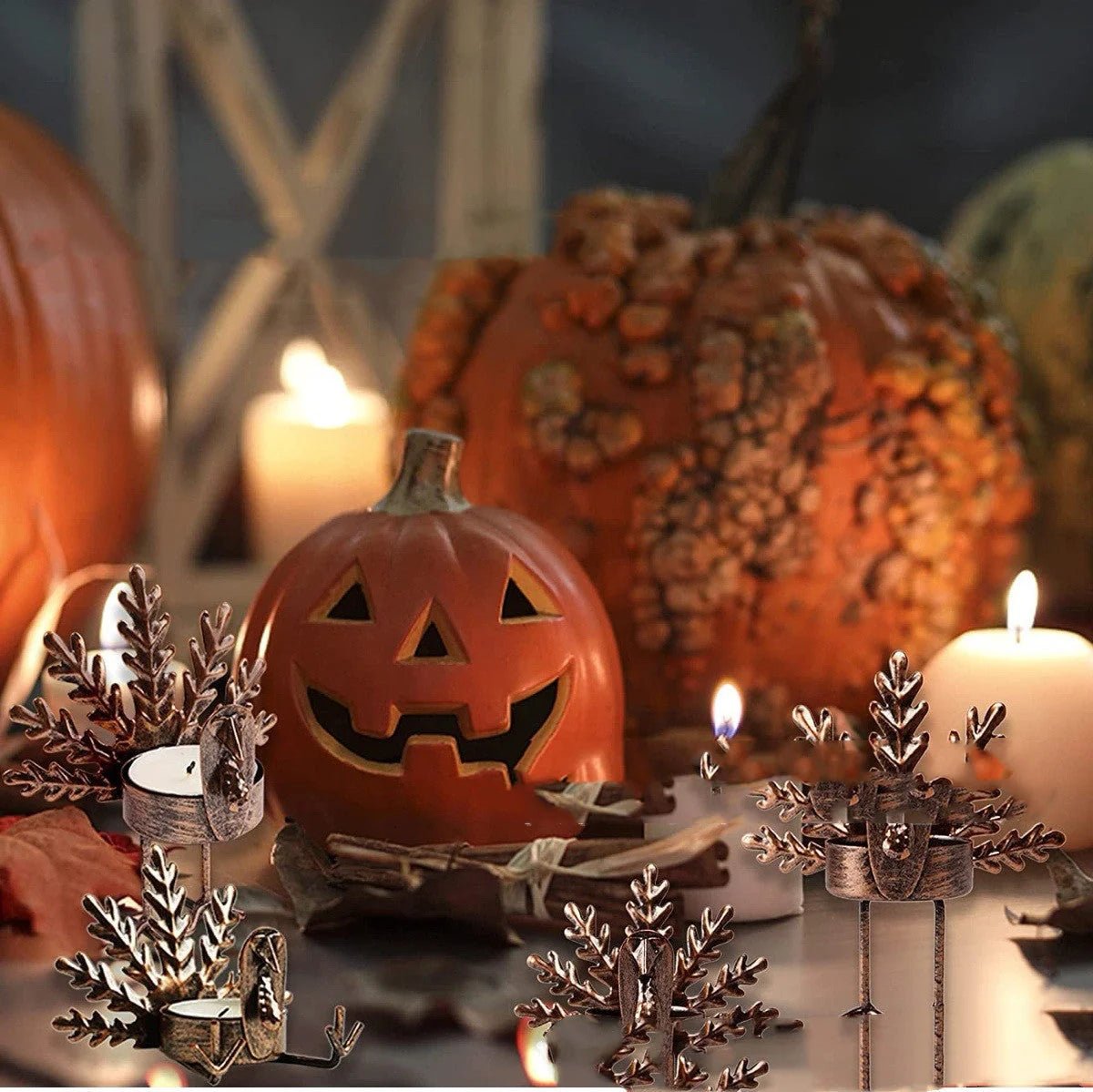 Retro iron turkey candlestick for festive decor with tea light holder