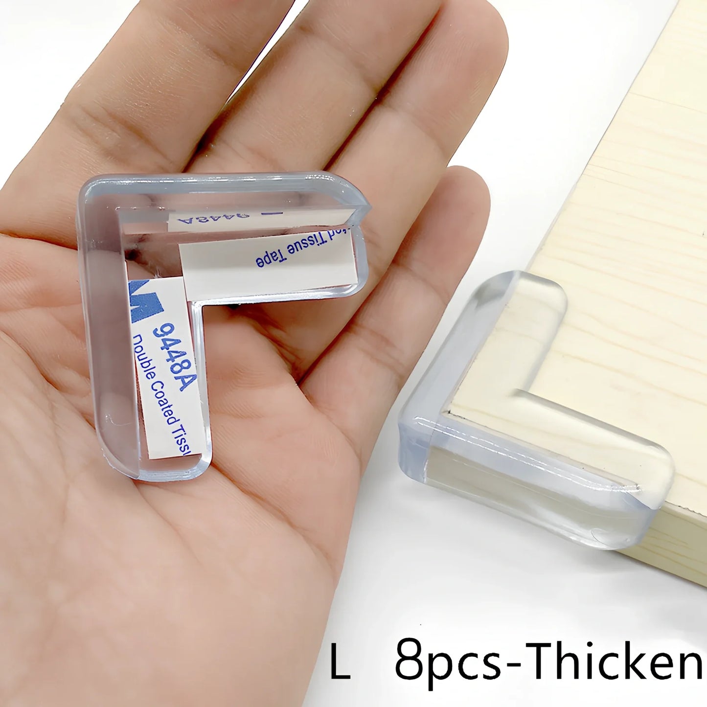 L-shaped baby silicone protective pad in soft PVC with 3M glue for table corner safety, thickened 2cm padding