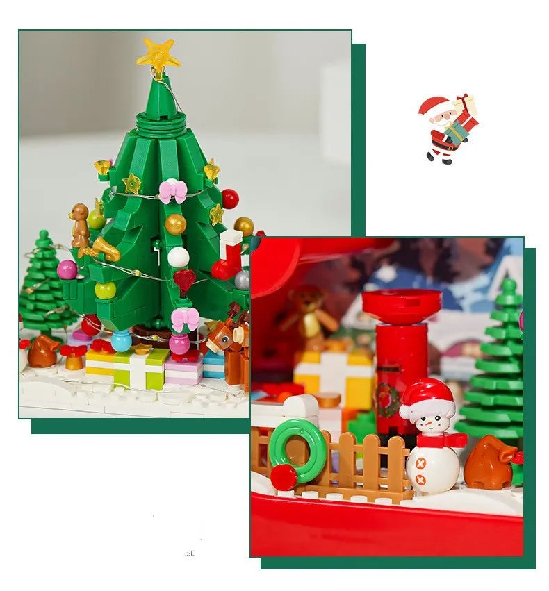 Christmas themed building block night lamp with decorative mirror frame and soft LED lighting