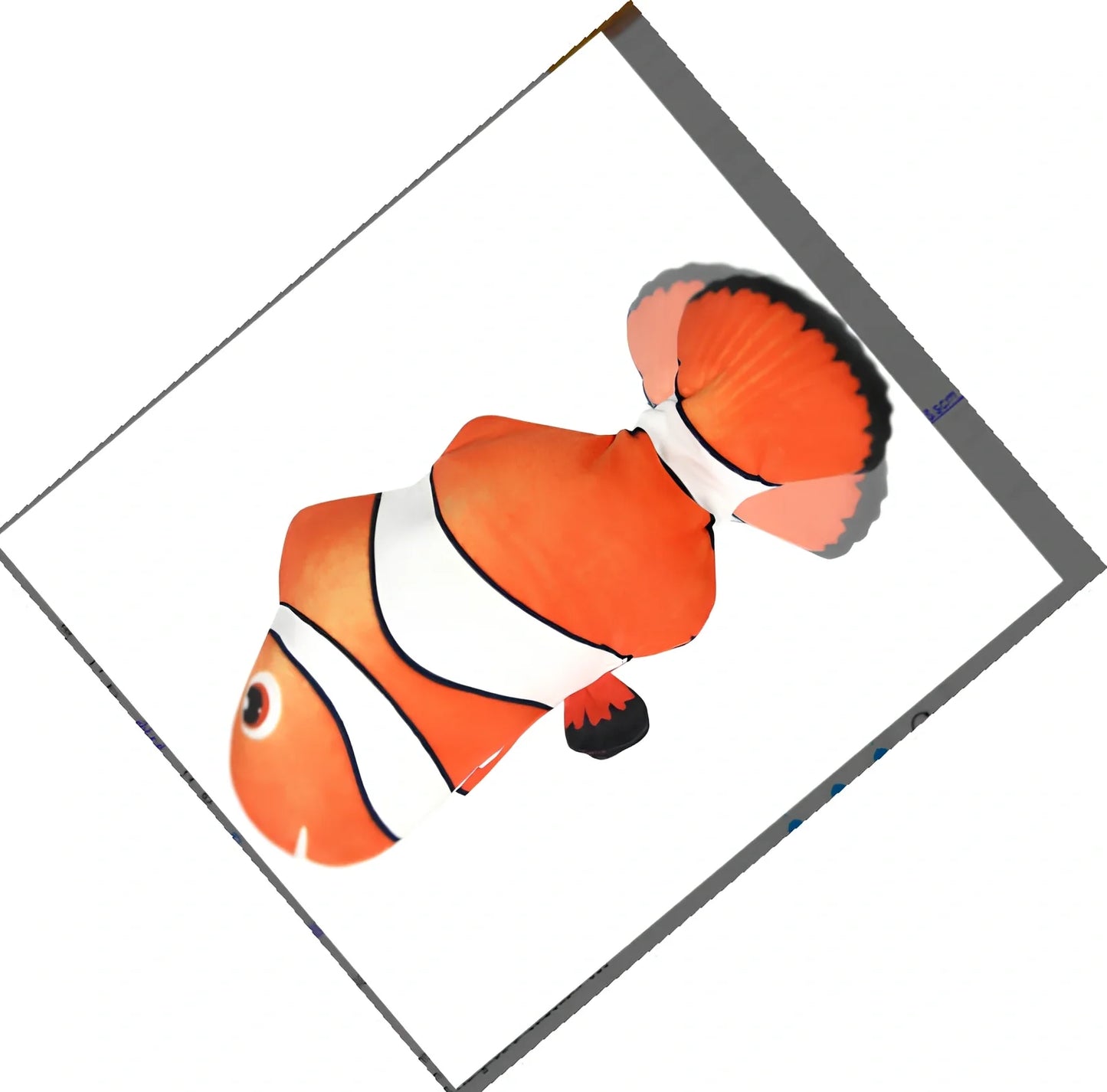 Electric flopping fish cat toy in clownfish design, 30cm long, USB rechargeable with touch sensor for play activation