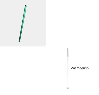 Reusable heart-shaped stainless steel straws in various colours with cleaning brush