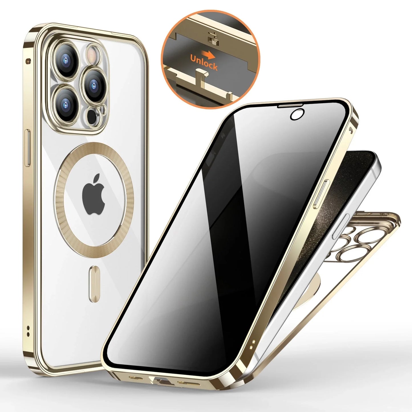 Metal buckle magnetic wireless charging full cover phone case for iPhone models in various colors