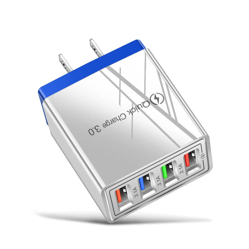 Powerful USB wall charger with Quick Charge 3.0 and 4 charging ports for fast, convenient device charging