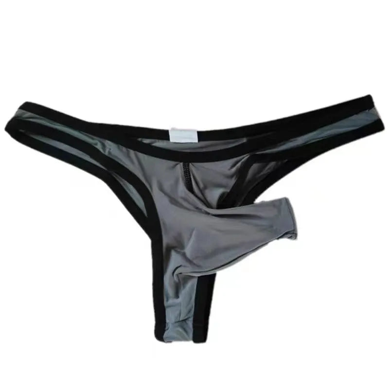 Men's ice silk nylon briefs in army green colour on a white background