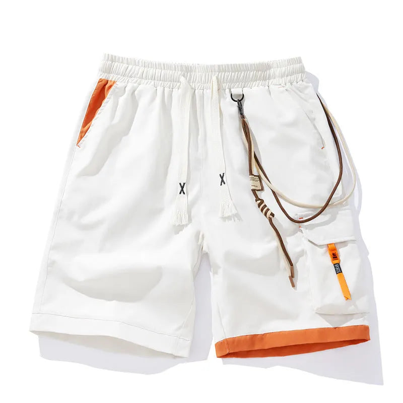 Men's loose-fit cropped bamboo fibre sports shorts in plus sizes on a hanger.