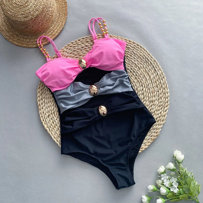 Women's one-piece swimsuit with matching skirt in high elasticity fabric for swimming and fitness