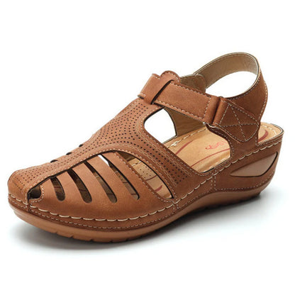 Women's Plus Size Retro Sandals with round toe and buckle design in various colours