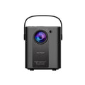 C500 portable mini HD projector in black with remote control and cables for mobile screen mirroring
