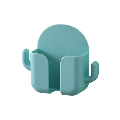 Wall-mounted storage box with mobile phone charging stand and remote control holder in various colours