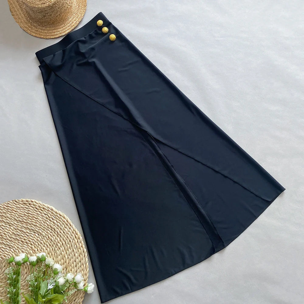 Women's one-piece swimsuit with matching skirt in high elasticity fabric for swimming and fitness