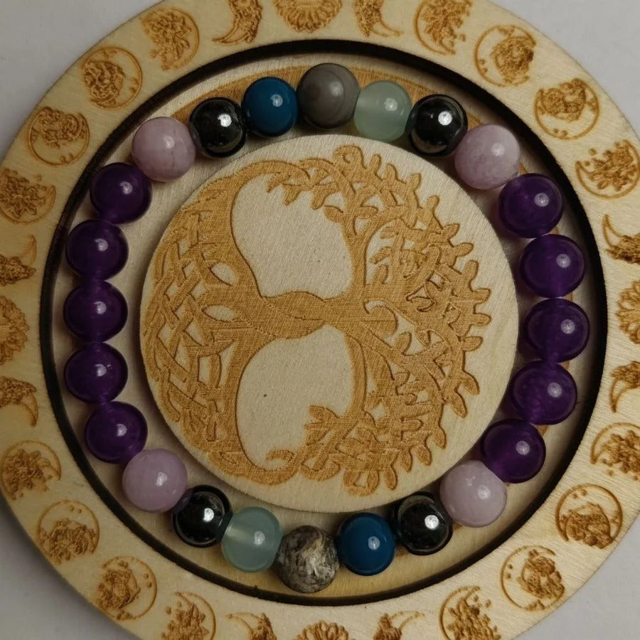 Boho Style 8mm Gemstone Beaded Bracelet in Purple