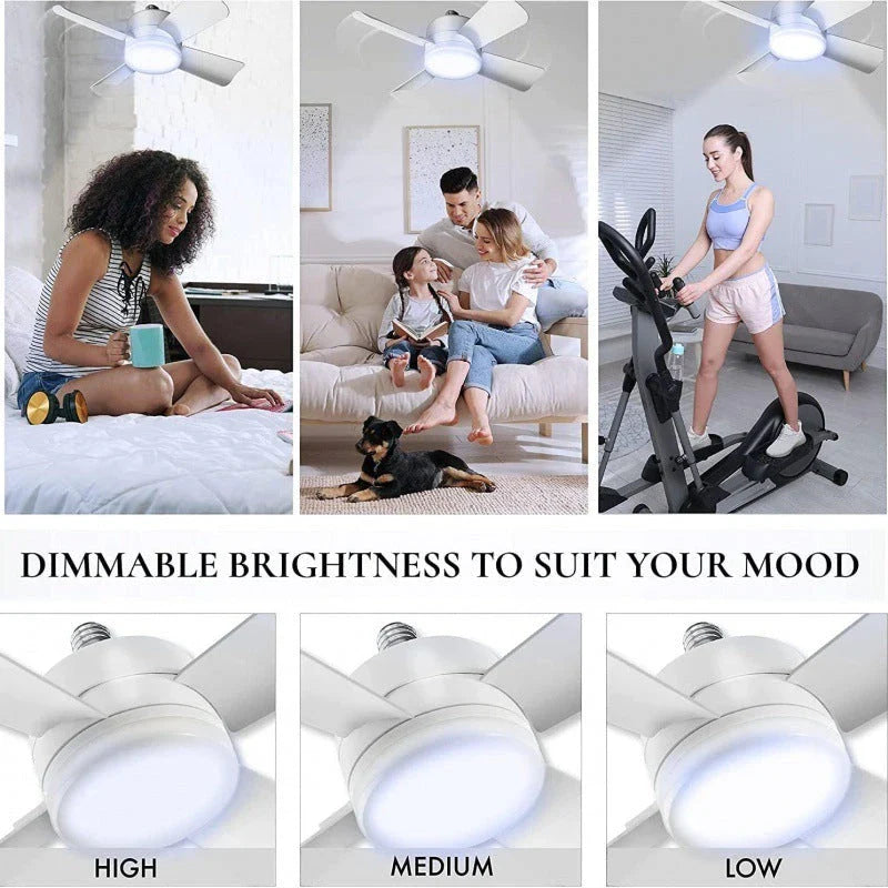 Versatile ceiling fan with integrated LED light, featuring remote control for easy adjustments of fan speed and brightness