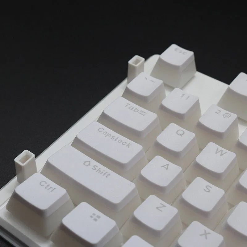 Set of 108 PBT keycaps with double-skin pudding cream design in various colours for mechanical keyboards.