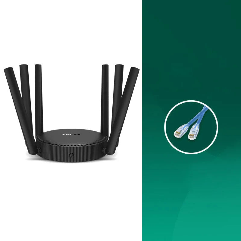 AC1900 Gigabit wireless router with display panel showing connection status indicators