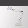 Black adjustable phone stand with 23cm long arm and weighted base for desktop use