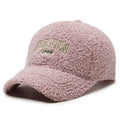 Adjustable lambskin-look winter baseball cap in dome crown style shown in multiple colours.