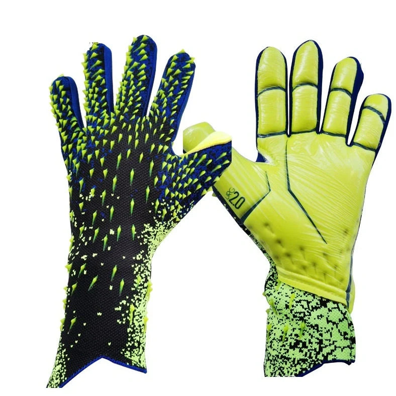 Children's football goalkeeper gloves with rubber palms in red, green, black, or orange colours