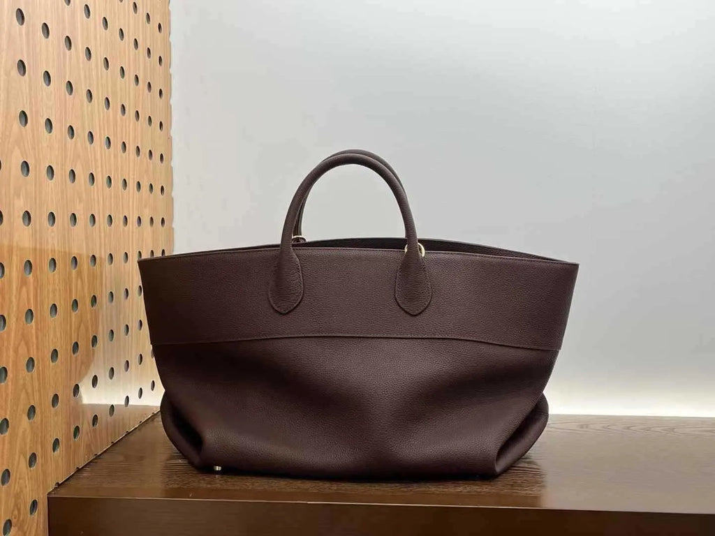 Simple crossbody first layer cowhide genuine leather large capacity tote bag in Black urban simplicity style