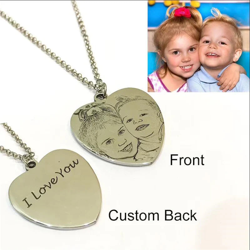 Shopfluxpro NZ Custom Photo Engraved Titanium Steel Necklace - A Unique Kiwi Treasure