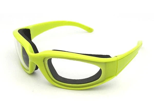 A pair of anti-spill sunglasses designed for use in the kitchen, featuring durable polycarbonate frames and lenses with UV400 protection.