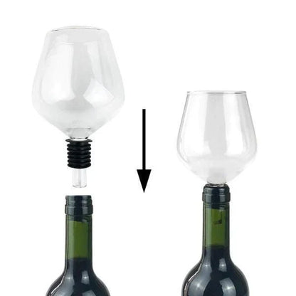 Premium borosilicate glass wine glass topper that transforms any wine bottle into a personal wine glass