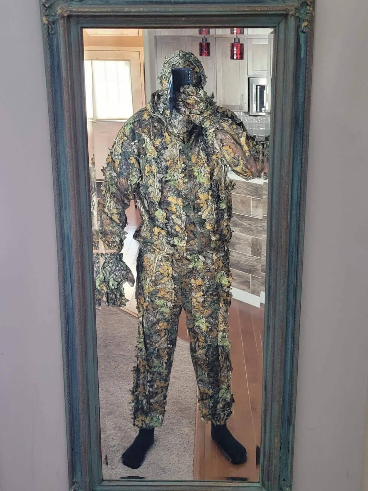 Ghillie Camouflage Camo Suit with 3D leafy design for superior concealment and all-weather performance