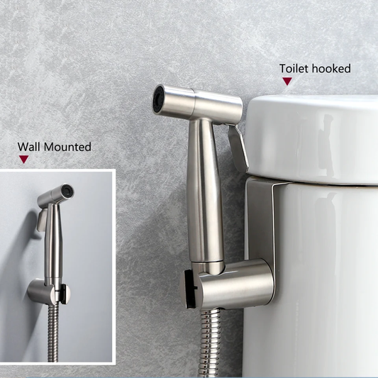 Elegant stainless steel bidet sprayer with adjustable water pressure for a refreshing bathroom experience