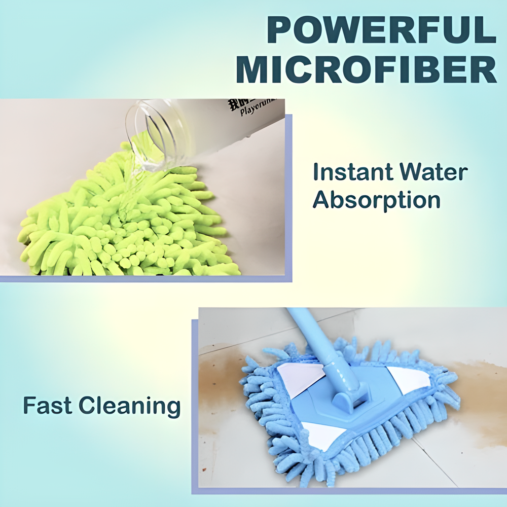 Extendable Triangle Microfiber Mop with Rotatable Head and Adjustable Handle for Efficient Cleaning in New Zealand Homes