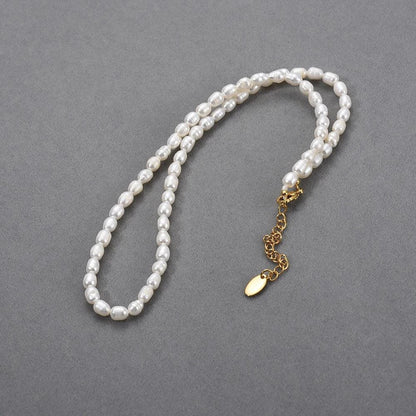 Trendha Natural Freshwater Pearl Necklace with Adjustable 18K Gold-Plated Chain