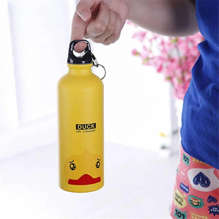 A premium water bottle made of stainless steel with a unique animal print design, perfect for eco-conscious Kiwis on the go.