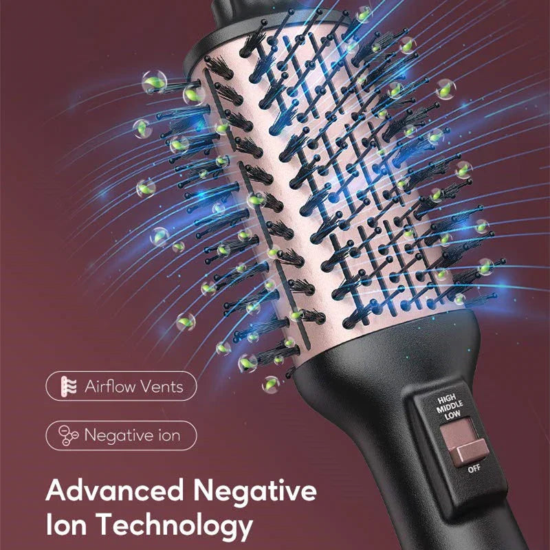 4-in-1 Hot Air Styling Brush with Oval Design for Voluminous Curls and Reduced Frizz