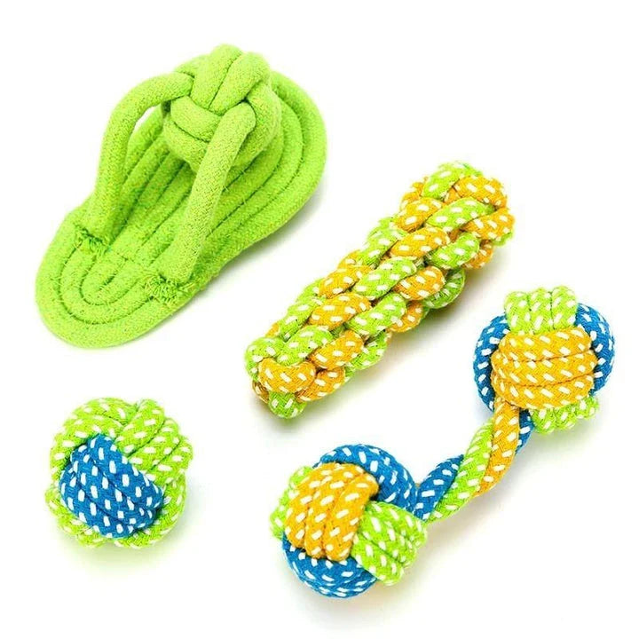 Eco-friendly cotton rope toy for Kiwi pets, available in green and orange colors