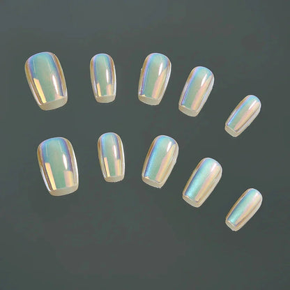 Metallic Mirror Press-On Nails - Short Square UV Acrylic Fake Nails for a Salon-Quality Manicure