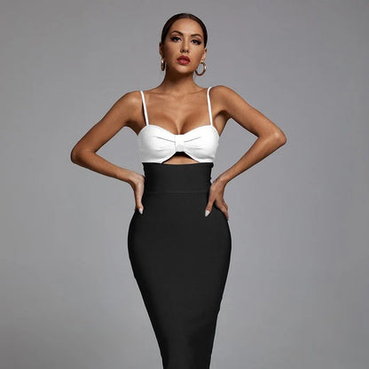 Sexy solid colour V-neck halter dress with a sleek, figure-hugging silhouette and long, flowing skirt