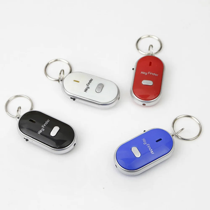 Whistle-activated key finder with beeping alarm and flashing LED lights to help locate lost keys in NZ homes and offices