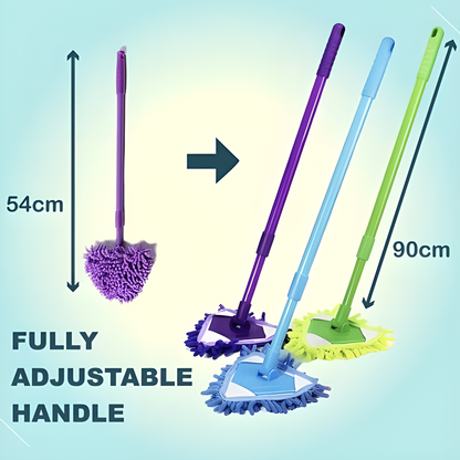 Extendable Triangle Microfiber Mop with Rotatable Head and Adjustable Handle for Efficient Cleaning in New Zealand Homes