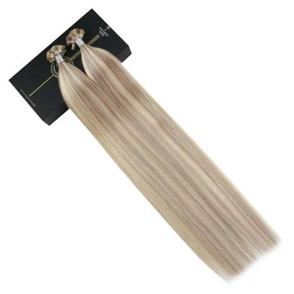 Flat Tip Human Hair Extensions from Trendha in a range of lengths and colors, providing volume, length, and vibrant styling options.