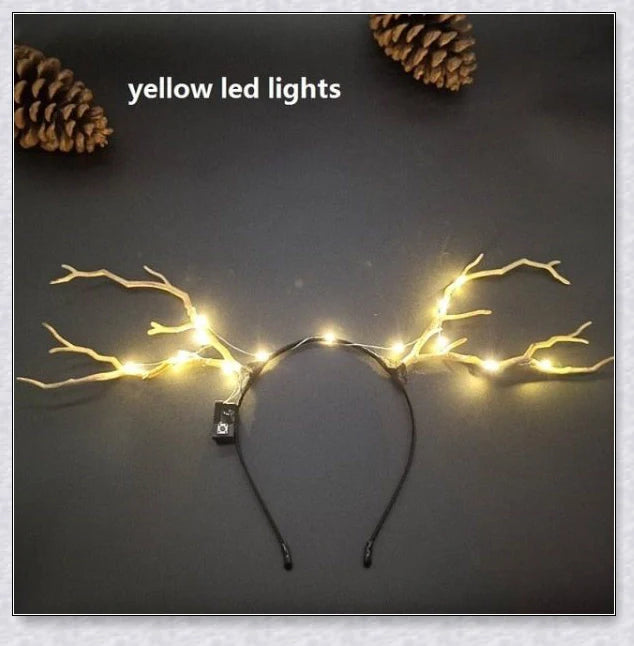 Festive Blinking Hair Clip with twinkling LED lights and adorable antler design for Christmas celebrations