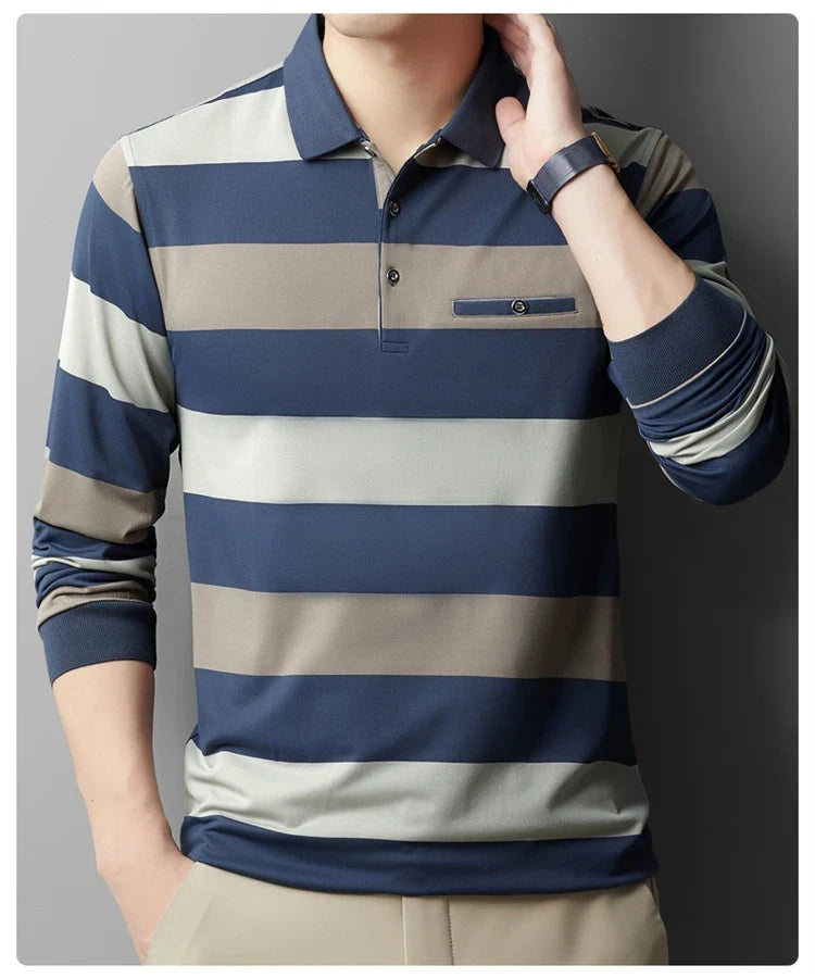 Kiwi-designed fashion t-shirt with colorblock striped pattern and long sleeves