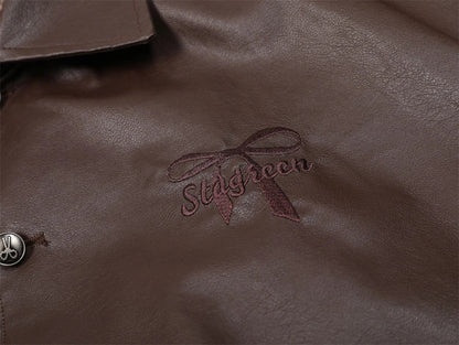 Stylish and durable men's leather coat with premium zipper closure, available in black and brown colors.