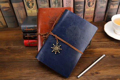 Rustic spiral PU leather journal in various colours, perfect for writing, drawing, and journaling