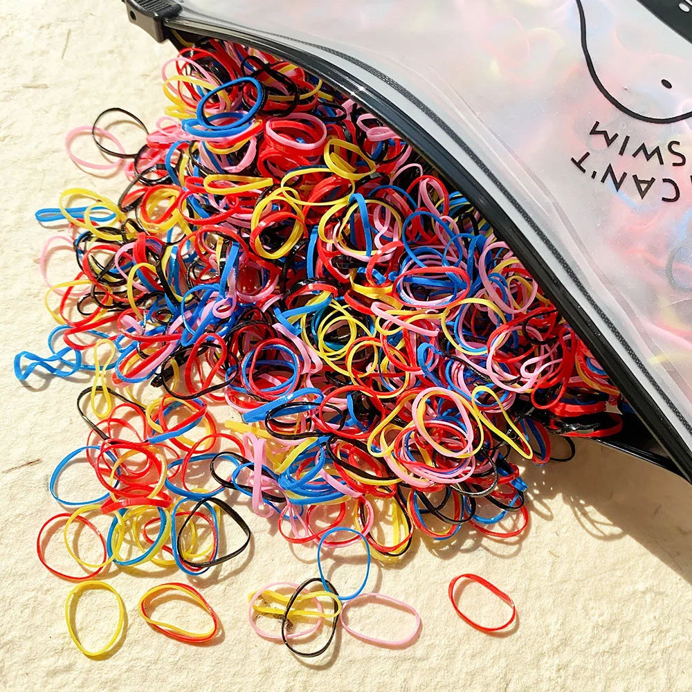 500 Colorful Disposable Elastic Hair Bands in various vibrant shades for Kiwi girls and women