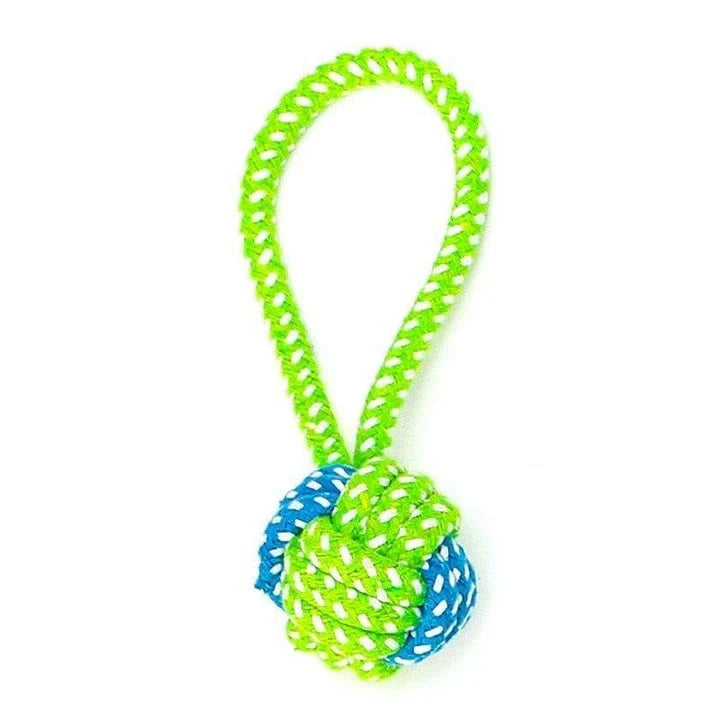 Eco-friendly cotton rope toy for Kiwi pets, available in green and orange colors