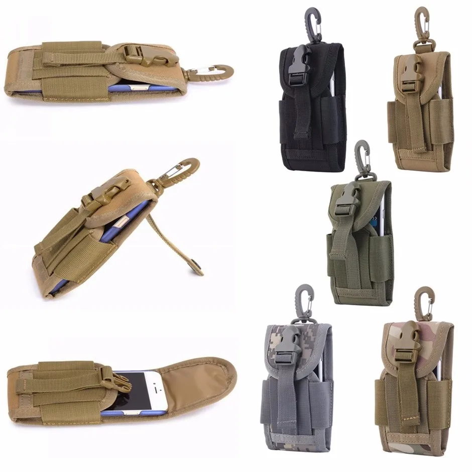 Tactical Mobile Phone Pouch made of durable Oxford fabric with secure zippered closure and versatile clip-on design for outdoor activities and everyday use