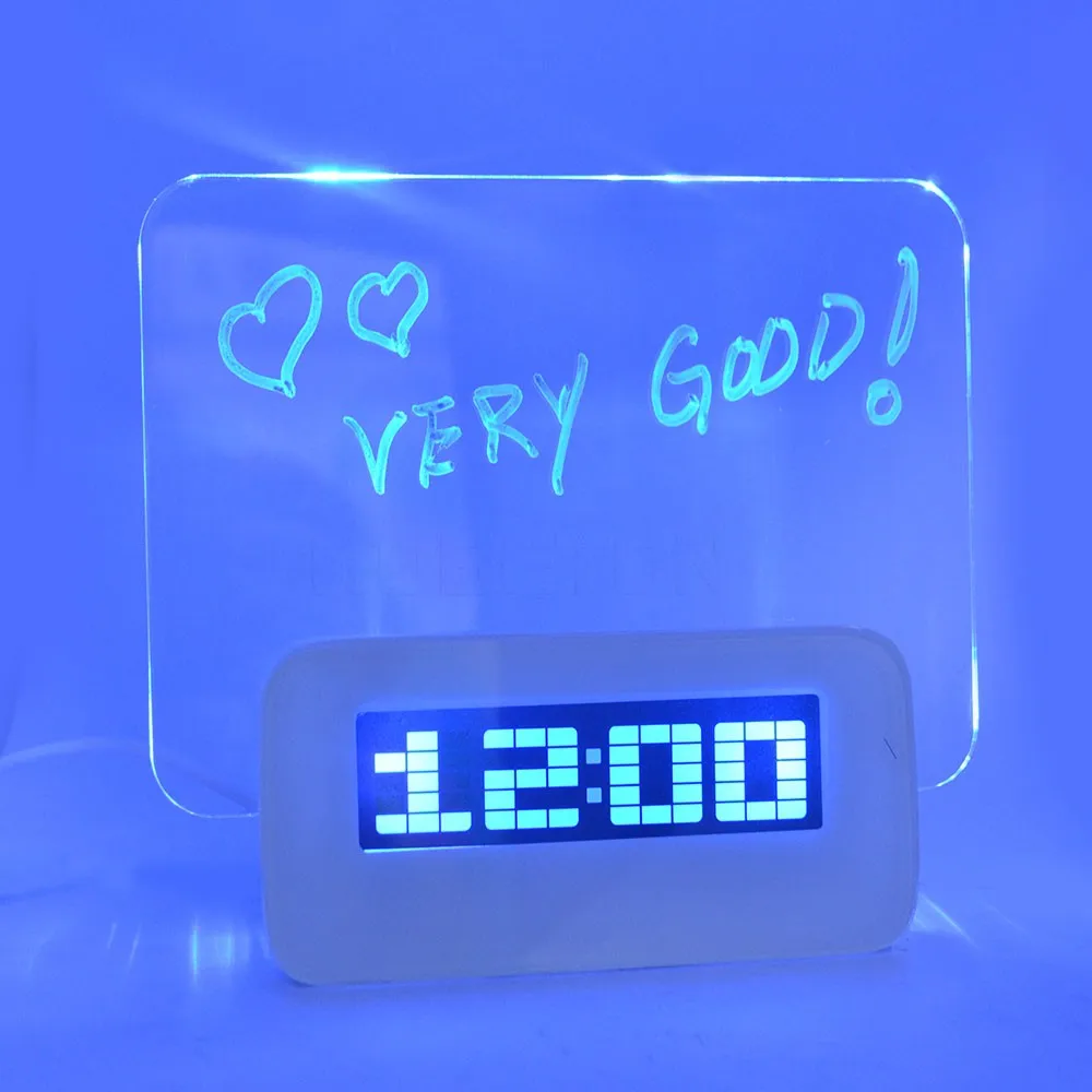 LED message board alarm clock with customizable display, USB ports, and Celsius temperature readout, perfect for the Kiwi home