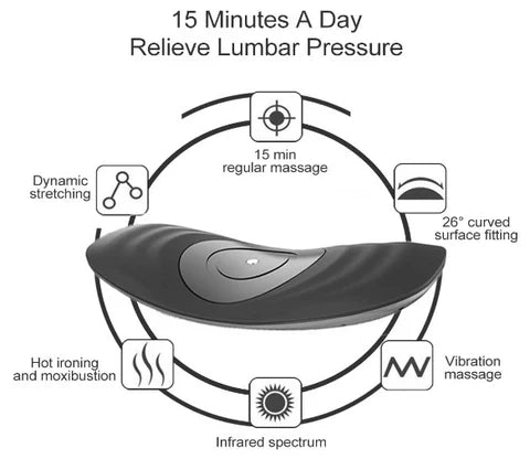 Electric Lumbar Massager with Vibration Massage, Dynamic Traction, and Infrared Heat Therapy for Back Pain Relief