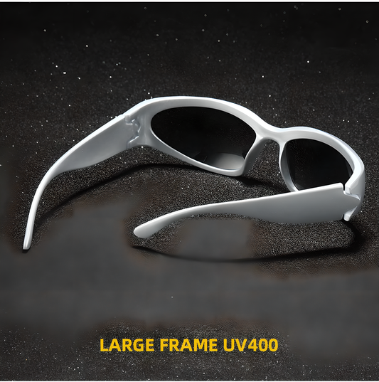 Stylish mirror sunglasses with a futuristic design, providing 100% UV protection and anti-reflective coating for Kiwis